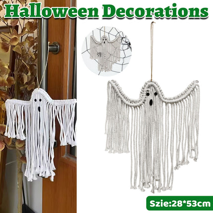 Halloween Ghost Hanging Decoration Handwoven Cotton for Home Party Yard Porch