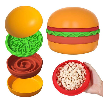 Portable Pet Feeding Bowl Hamburger Shaped Bowl for Dogs Cats Durable Adjustable