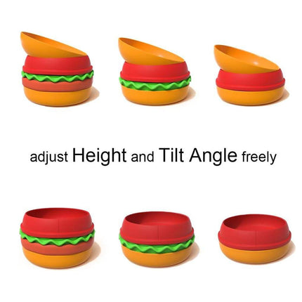 Portable Pet Feeding Bowl Hamburger Shaped Bowl for Dogs Cats Durable Adjustable