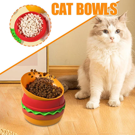 Portable Pet Feeding Bowl Hamburger Shaped Bowl for Dogs Cats Durable Adjustable