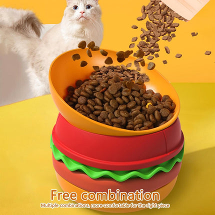 Portable Pet Feeding Bowl Hamburger Shaped Bowl for Dogs Cats Durable Adjustable