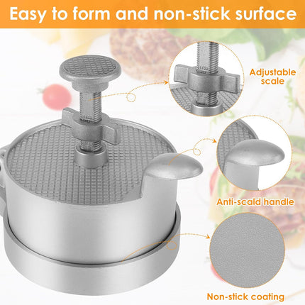 Manual Non-Stick Coating Flip-Top Patty Hamburge Press Easy Clean Durable