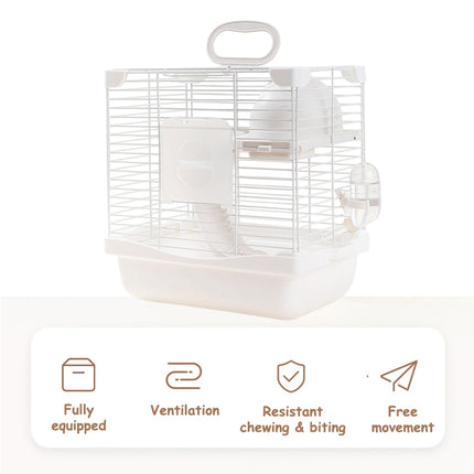 Hamster Cage with 2-Tier Platform Small Pet Cage for Small Pets Easy Clean