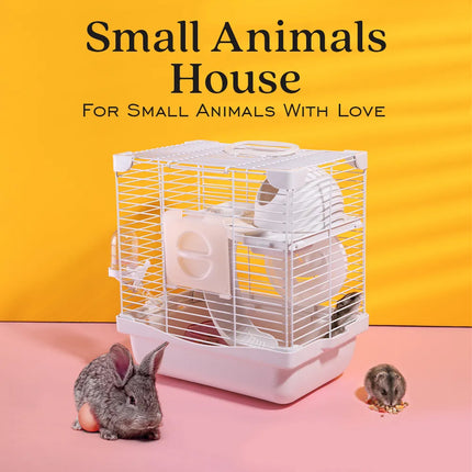 Hamster Cage with 2-Tier Platform Small Pet Cage for Small Pets Easy Clean