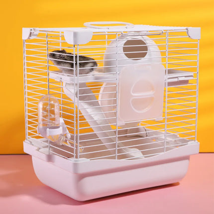 Hamster Cage with 2-Tier Platform Small Pet Cage for Small Pets Easy Clean