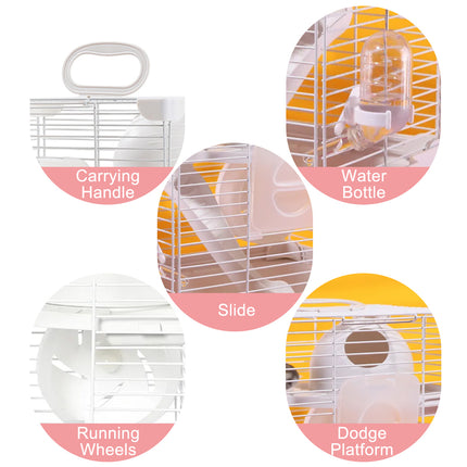 Hamster Cage with 2-Tier Platform Small Pet Cage for Small Pets Easy Clean