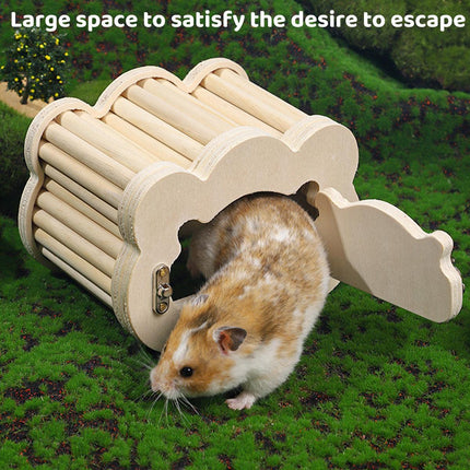 Wooden Hamster Hiding Nest House with Observation Window Small Pet Habitat