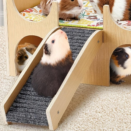 Wooden Hamster House with Stairs Removable Hut for Small Pets Hamster Habitat