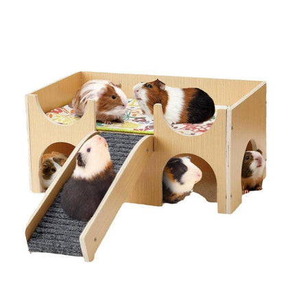 Wooden Hamster House with Stairs Removable Hut for Small Pets Hamster Habitat