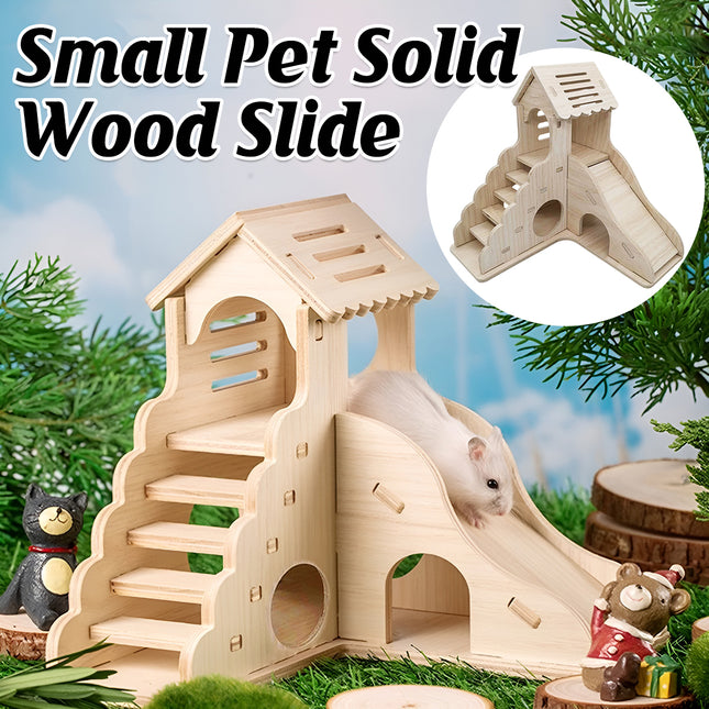Hamster Wooden House Villa Shelter Small Pet Cage Decor Landscaping Accessories