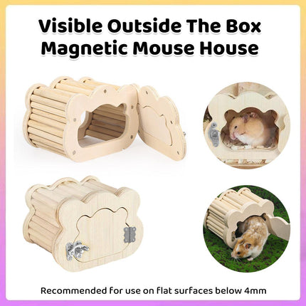 Wooden Hamster Hiding Nest House with Observation Window Small Pet Habitat