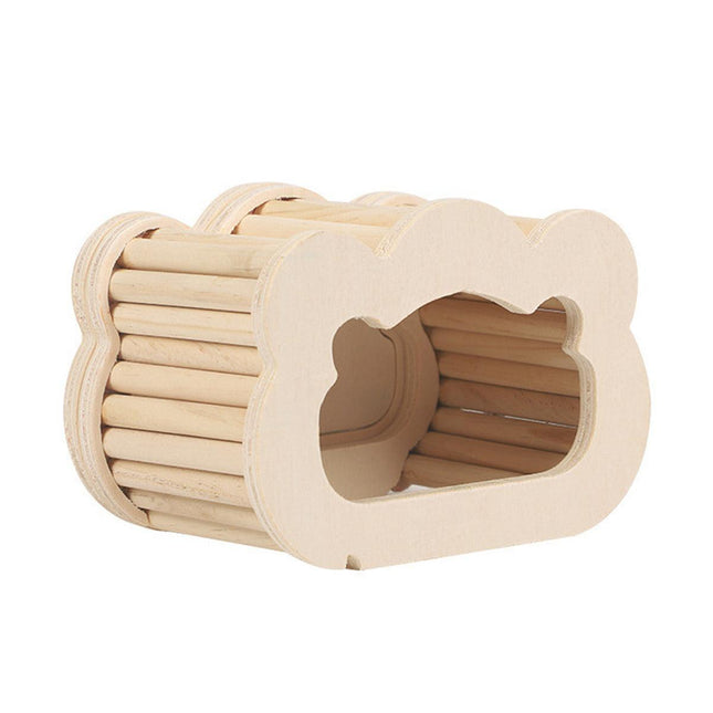 Wooden Hamster Hiding Nest House with Observation Window Small Pet Habitat