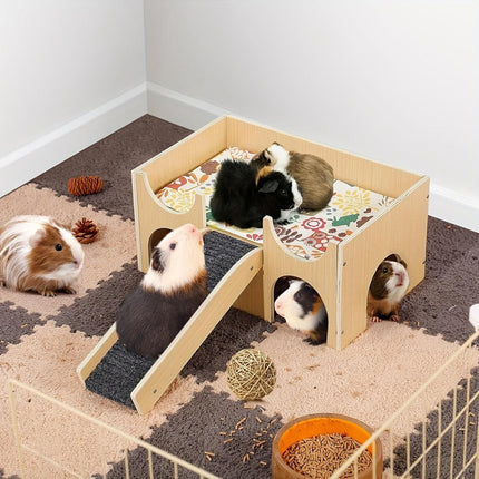 Wooden Hamster House with Stairs Removable Hut for Small Pets Hamster Habitat
