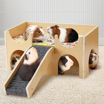 Wooden Hamster House with Stairs Removable Hut for Small Pets Hamster Habitat