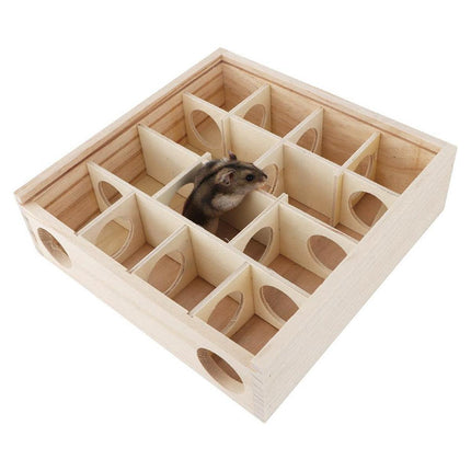 Wooden Hamster Maze Toy Interactive Small Pet Toy for Hamsters and Small Animals