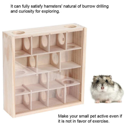 Wooden Hamster Maze Toy Interactive Small Pet Toy for Hamsters and Small Animals