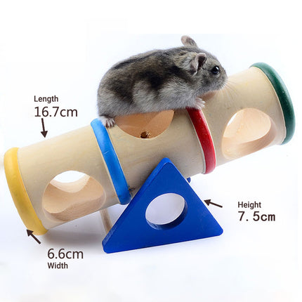 Hamster Wooden Toy Set Pet Seesaw Bucket Chew Toy Cage Accessories for Small Pet