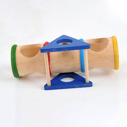 Hamster Wooden Toy Set Pet Seesaw Bucket Chew Toy Cage Accessories for Small Pet