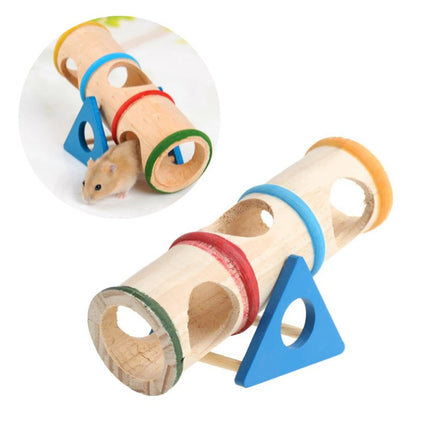 Hamster Wooden Toy Set Pet Seesaw Bucket Chew Toy Cage Accessories for Small Pet