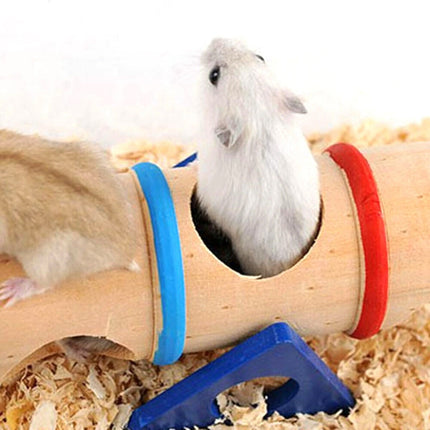 Hamster Wooden Toy Set Pet Seesaw Bucket Chew Toy Cage Accessories for Small Pet
