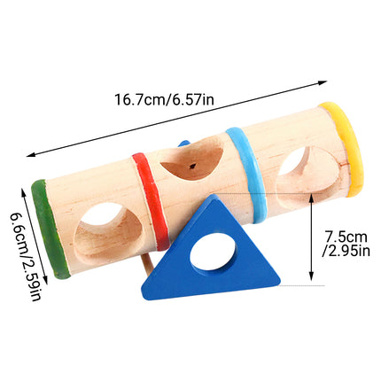 Hamster Wooden Toy Set Pet Seesaw Bucket Chew Toy Cage Accessories for Small Pet