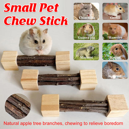 Natural Apple Wood Pet Chew Stick Teeth Grinding Toy for Hamster Rabbit