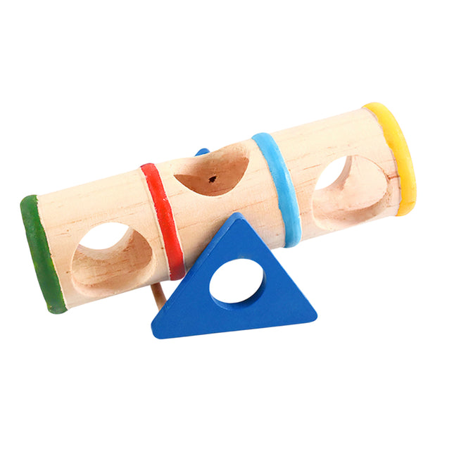 Hamster Wooden Toy Set Pet Seesaw Bucket Chew Toy Cage Accessories for Small Pet