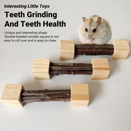 Natural Apple Wood Pet Chew Stick Teeth Grinding Toy for Hamster Rabbit