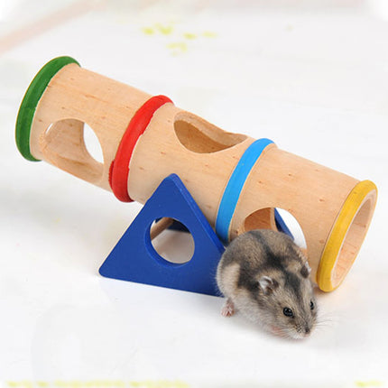 Hamster Wooden Toy Set Pet Seesaw Bucket Chew Toy Cage Accessories for Small Pet