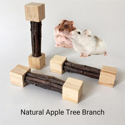 Natural Apple Wood Pet Chew Stick Teeth Grinding Toy for Hamster Rabbit