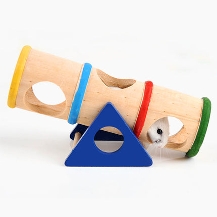 Hamster Wooden Toy Set Pet Seesaw Bucket Chew Toy Cage Accessories for Small Pet