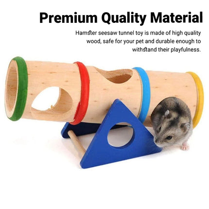 Hamster Wooden Toy Set Pet Seesaw Bucket Chew Toy Cage Accessories for Small Pet