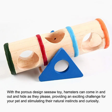 Hamster Wooden Toy Set Pet Seesaw Bucket Chew Toy Cage Accessories for Small Pet