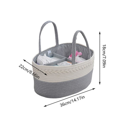 Cotton Rope Diaper Basket Organizer Toy Storage Bin Removable with Handles
