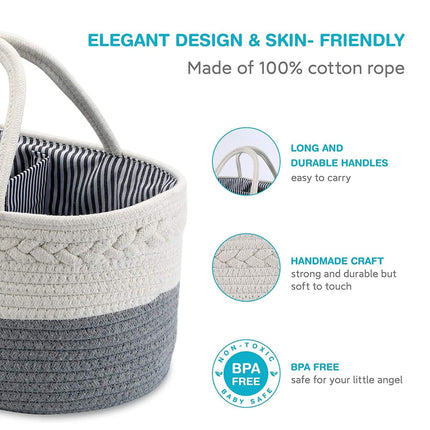 Cotton Rope Diaper Basket Organizer Toy Storage Bin Removable with Handles
