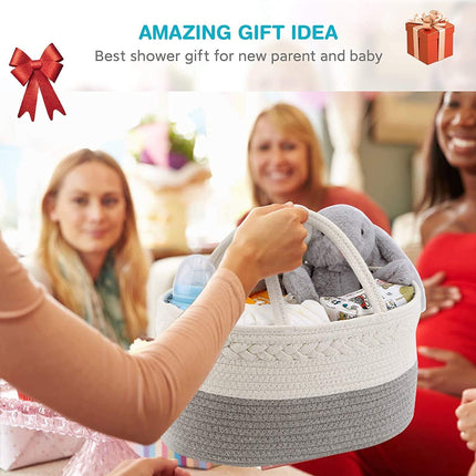 Cotton Rope Diaper Basket Organizer Toy Storage Bin Removable with Handles