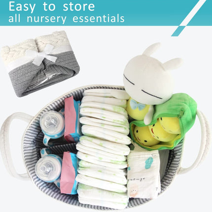 Cotton Rope Diaper Basket Organizer Toy Storage Bin Removable with Handles