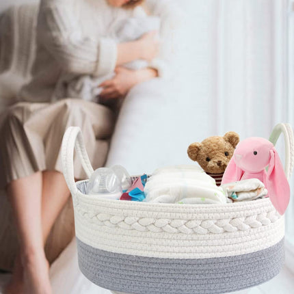 Cotton Rope Diaper Basket Organizer Toy Storage Bin Removable with Handles