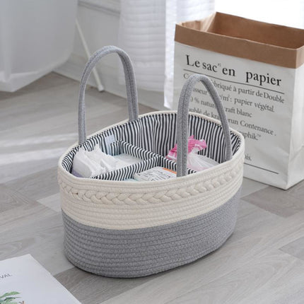 Cotton Rope Diaper Basket Organizer Toy Storage Bin Removable with Handles