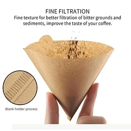100PCS Coffee Filter Paper Drip Cone Funnel Handmade Filters for Coffee Machine