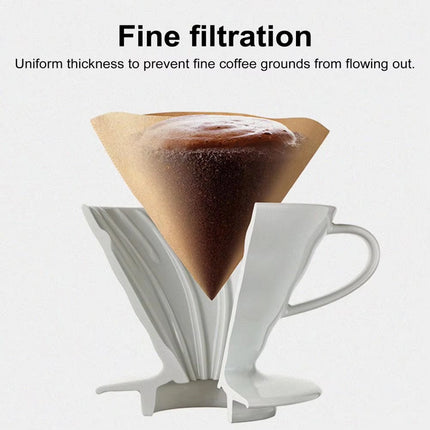 100PCS Coffee Filter Paper Drip Cone Funnel Handmade Filters for Coffee Machine