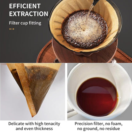 100PCS Coffee Filter Paper Drip Cone Funnel Handmade Filters for Coffee Machine