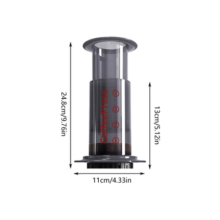 Portable Hand Brew Coffee Pot Transparent Outdoor Manual Pressing Machine Travel