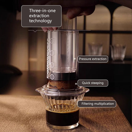 Portable Hand Brew Coffee Pot Transparent Outdoor Manual Pressing Machine Travel