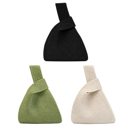 Hollow Knit Knot Handbag Mini Wrist Bag 5 Pack