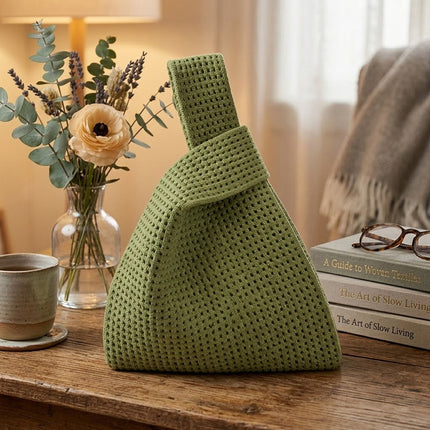 Hollow Knit Knot Handbag Mini Wrist Bag 5 Pack