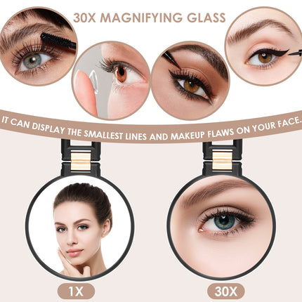 Makeup Mirror Handheld Magnifying Mirror 30X Portable Mirror Compact Travel Tool