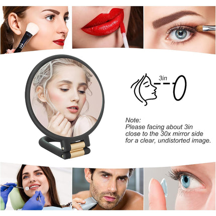 Makeup Mirror Handheld Magnifying Mirror 30X Portable Mirror Compact Travel Tool
