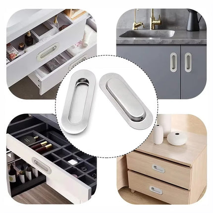 Stainless Steel Hidden Handle Cabinet Drawer Concealed Pull Built In Invisible