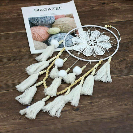 Handmade Dream Catcher Natural Macrame Hairball Art Wall Hanging Room Home Decor - Aimall